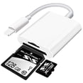thumbnail image 2 of SD/Micro sd Card Reader for iPhone/iPad/Camera,Dual Card Slot Supports sd and TF Card Trail Camera viewer sd Card Adapter Portable Memory Card Reader No Application Required Plug and Play (White), 2 of 8