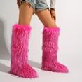 thumbnail image 4 of Women's Winter Solid Color Fluffy Faux Fur Knee High Snow Boots Girls's Outdoor Plush Warm Furry Long Boots Big Size, 4 of 5
