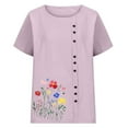 thumbnail image 4 of Dolkfu Oversized Graphic Tshirts for Women Short Sleeve Crew Neck Purple Tops Stylish,Casual Floral T-Shirts Women Clothing, 4 of 4