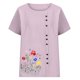 thumbnail image 4 of Xuyuer Women's Spring And Summer Block Print Round Neck Button Short Sleeve Casual T-Shirt, 4 of 5