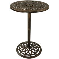Sunnydaze 26" Round Cast Iron Bar-Height Patio Table, Bronze