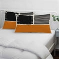 thumbnail image 3 of Orange Black Pillow Covers, Linen Long Throw Pillow Case, Farmhouse Striped Modern Abstract Art Holiday Pillow Protector Decorative Cushion Cover for Living Room/Bedroom 20" x 30", 3 of 8