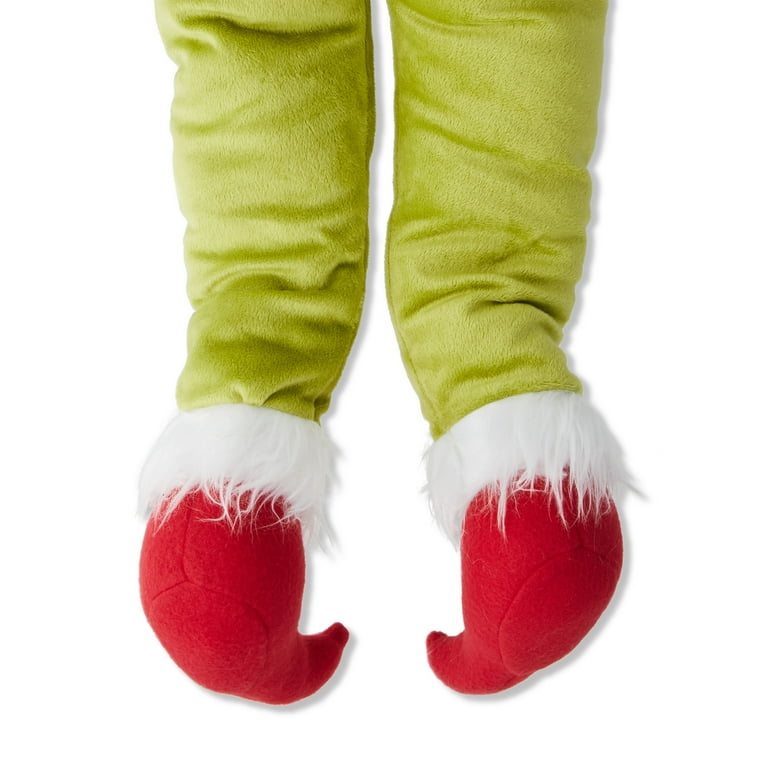 Dr. Seuss' How The Grinch Stole Christmas Grinch Furry Plush Leg Christmas Décor 12.6 inch by Ruz - Green with Red Santa Boots