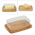 thumbnail image 3 of GUOOL Square Bamboo Butter Dish Cheese Plate with Clear Lid Transparent Food Container, 3 of 9