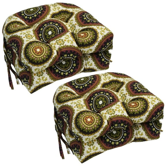 Blazing Needles 16-inch Spun Polyester Outdoor U-shaped Tufted Chair Cushions (Set of 4)