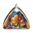 thumbnail image 3 of Lsque Vibrant Picnic Food Spread Printed Long Tissue Box Cover Holder, Facial Paper Organizer Dispenser,Triangle with Bottom Belt, PVC Leather Decorative Organizer, 3 of 9