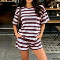 thumbnail image 2 of GUACER Summer Sets for Women 2 Piece Striped Short Sleeve Top and Pocket Shorts Sets Beach Casual Outfits, 2 of 9