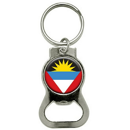 

Antigua And Barbuda Flag Bottle Cap Opener Keychain Ring