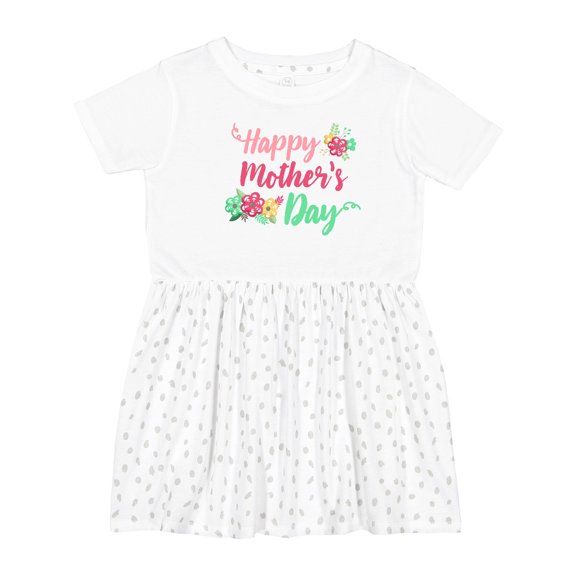 Inktastic Happy Mothers Day with Flowers Girls Toddler Dress