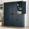thumbnail image 4 of 71" Farmhouse Tall Kitchen Pantry, 5 Layers Storage Cabinet with Adjustable Shelves, Farmhouse Pantry Cabinet with 4 Barn Doors for Kitchen, Dining Room, Bathroom, Living Room, Rustic Blue, 4 of 8