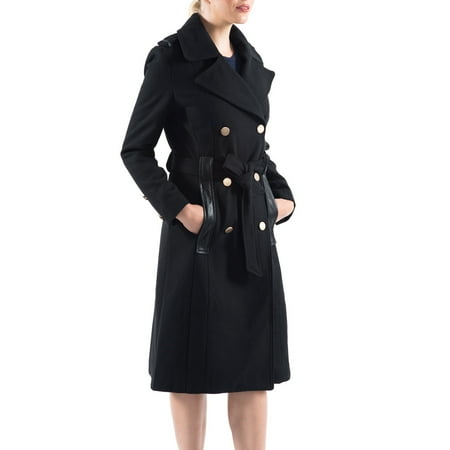 Bcbg Wool Coat - Alpine Swiss Womens Trench Coat Wool Double Breast Jacket Gold Buttons With Belt