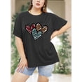thumbnail image 2 of XCHQRTI Women Leopard Heart T-Shirt Plus Size Short Sleeve Graphic Shirt Valentine's Day Top, 2 of 7