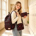 thumbnail image 2 of 3 Pieces Bow Print Backpack Set with Crossbody Bag & Mini Pouch, Water Resistant Multi Pocket Travel Camping Daypack with Breathable Straps, 2 of 2