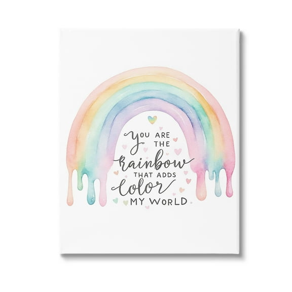 Stupell Industries Dripping Inspirational Rainbow Inspirational Painting Gallery Wrapped Canvas Art Print Wall Art, 16 x 20