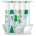 thumbnail image 4 of Mizhona Christmas Tree No Hooks Shower Curtains with Snap in Liner Green Trees on White and Blue Striped Hookless Fabric Bathroom Curtain，71"× 86", 4 of 5