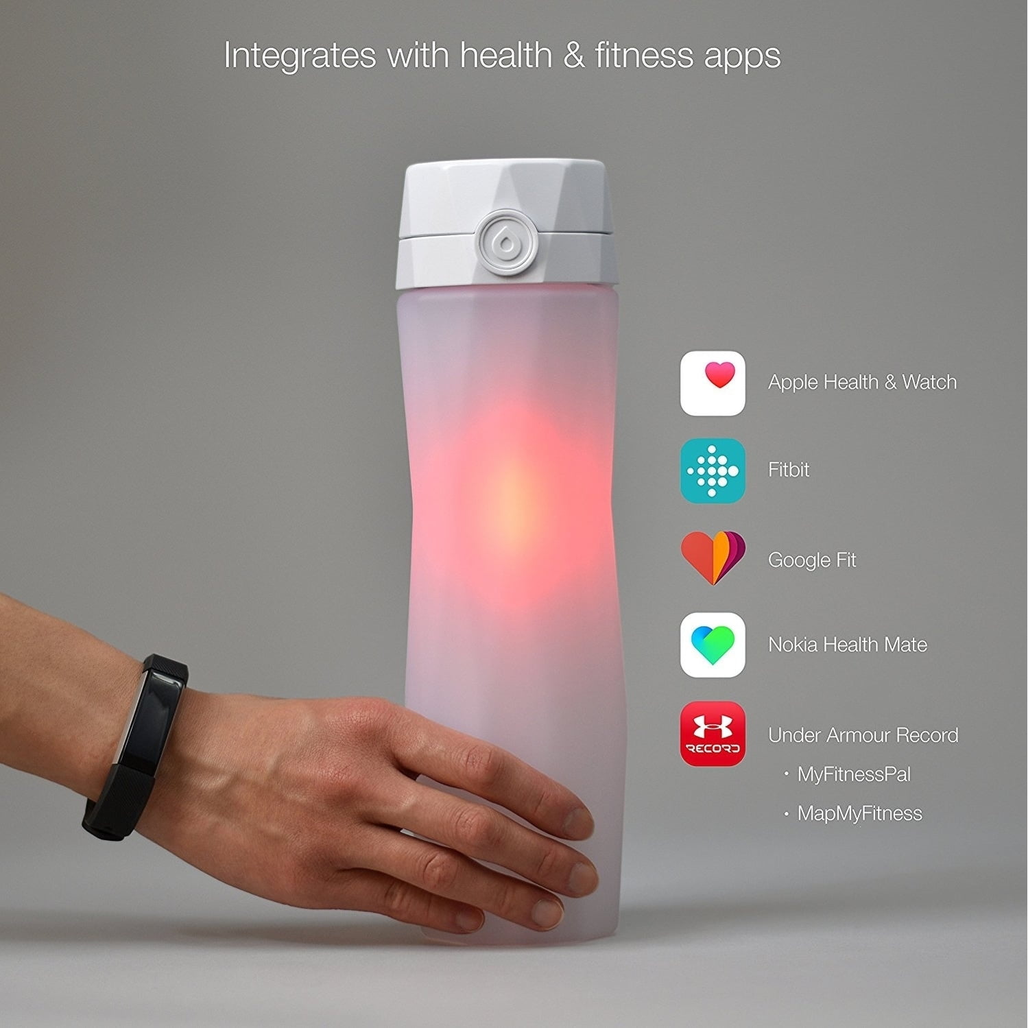 Hidrate Spark 2.0 24 oz White Plastic Water Bottle with Flip-Top Lid
