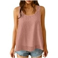 thumbnail image 2 of XUNKUSGA Tank Tops for Women Fashion Flowy Sleeveless Summer Boho Tops Classic Soild Color Going Out Tops Casual Loose Crewneck Strap Lace Camisole Shirts for Beach S-3XL Pink, 2 of 8