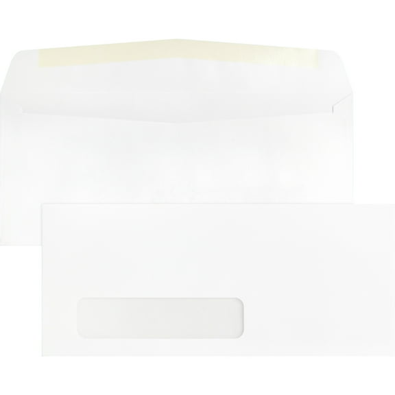 Business Source Economical No. 10 Window Envelope - Single Window - #10 - 9 1/2" Width x 4 1/8" Length - 24 lb - 500 / Box - White | Bundle of 5
