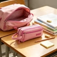 thumbnail image 4 of Ouuluon Pencil Case, Large Capacity Portable Pencil Bag, 8x4x3in Watermelon Red Sturdy Pencil Pouch for Office Home, 4 of 7