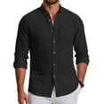 thumbnail image 4 of COOFANDY Men' Long Sleeve Button Down Shirt Casual Summer Beach Wedding Textured Linen Shirts for Men, 4 of 6