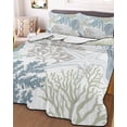 thumbnail image 2 of Quilts King Size, Blue Coral Coastal Soft Comforter Bedding Set for Bed, Summer Beach Ocean Starfish Conch Lightweight Quilted Bedspread with Pillow Cover(2 Pieces) for All Season, 96x106 Inch, 2 of 6