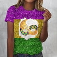 thumbnail image 2 of Spring Savings Clearance! S LUKKC LUKKC Mardi Gras Shirt For Women Summer Carnival Theme Party Outfits Casual Fashion Print Round Neck Short Sleeve Top, 2 of 3