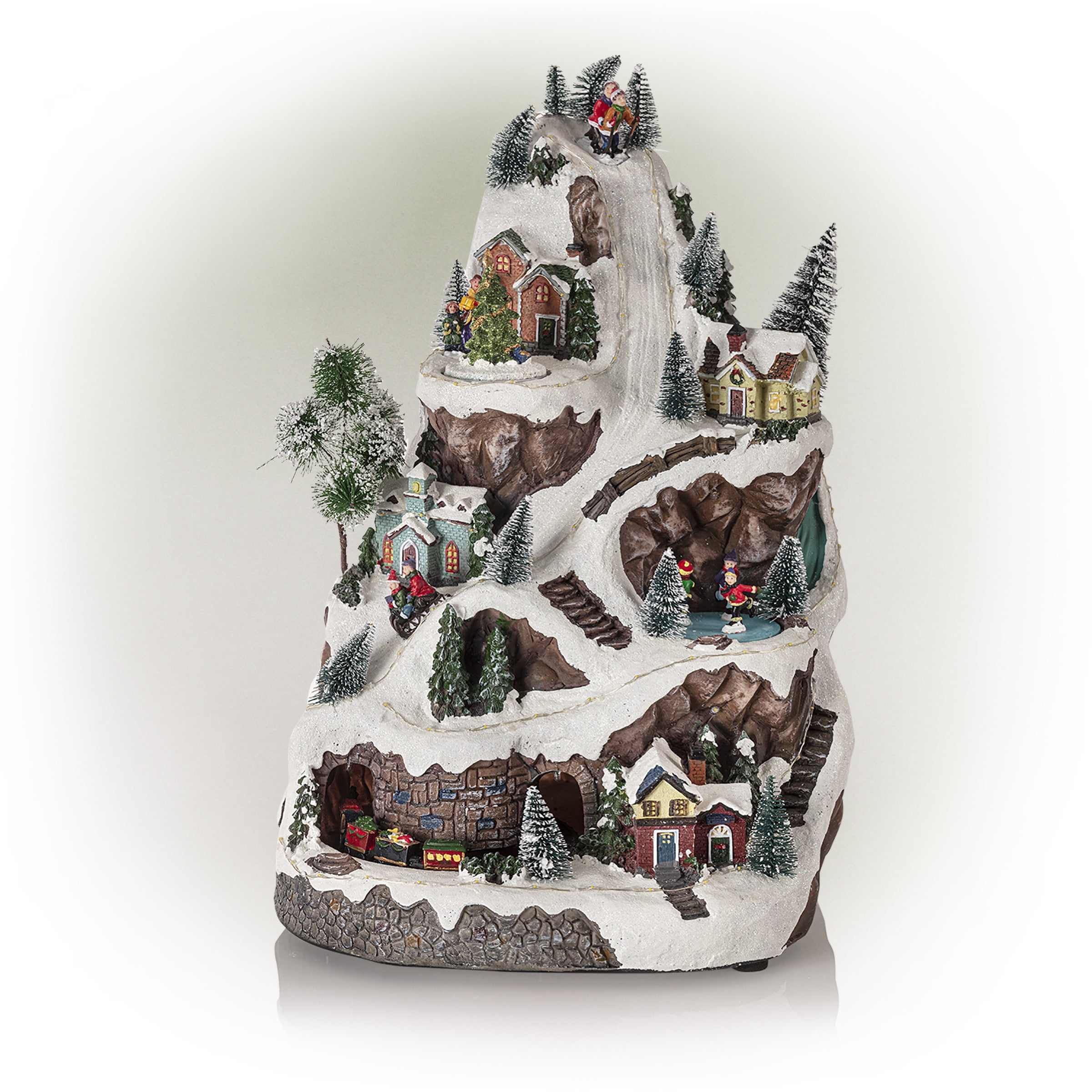 Alpine Corporation Animated Winter Wonderland Set with LED Light