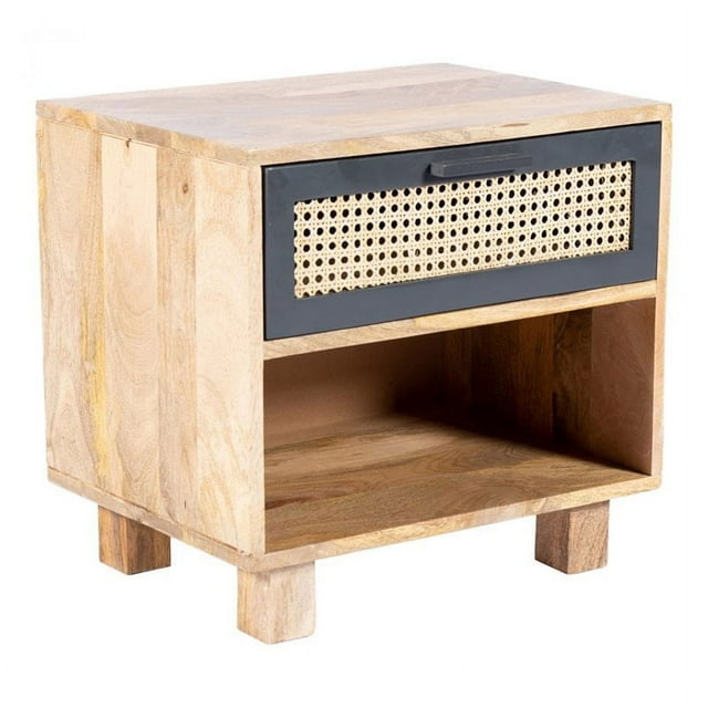 Moe's Home Collection Ashton 1 Tiroir Table de Chevet en Bois Naturel/gris