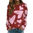 thumbnail image 2 of Valentines Day Outfit Womens Cute Heart Sweater Crewneck Sweatshirts Casual Loose Fit Long Sleeve Pullover Tops, 2 of 5