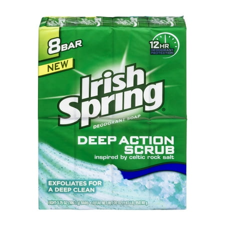 Irish Spring Deodorant Soap Deep Action Scrub - 8 CT