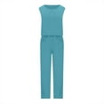 thumbnail image 6 of Virmaxy Womens Stylish Outfit 2 Piece Set Fashion Casual Round Neck Solid Color Sleeveless + Wide Leg Pants Solid Color Two-Piece Suit Suit Blue 3xl, 6 of 6