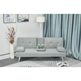 thumbnail image 1 of Futon Sofa Bed, Modern Linen Upholstered Convertible Sleeper Sofa Bed with Metal Legs and 2 Cup Holders, Folding Sleeper Couch with Removable Armrests for Living Room Bedroom, Light Gray, 1 of 7