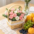 thumbnail image 3 of HWRETIE Woven Rattan Storage Basket with Handle,Handmade Flower Arrangement Basket,Rustic Wicker Planter for Fresh Dried Flowers & Home Decor, 3 of 6