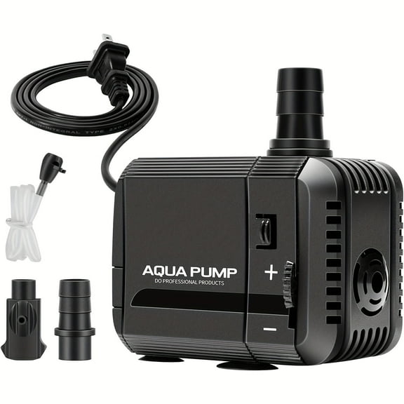 OneHouse 130GPH Submersible Pump(500L/H, 6W), Ultra Quiet Water Fountain Pump with 2.6ft High Lift with 5.2ft Power Cord, 3 Nozzles for Fish Tank, Pond, Aquarium, Statuary, Hydroponics Green