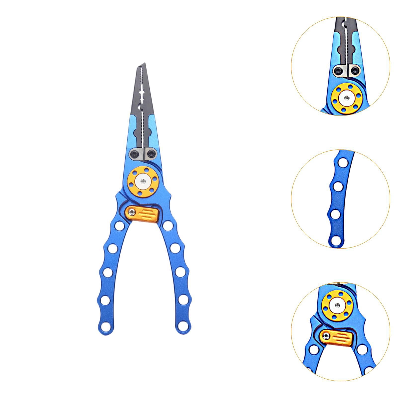 colaxi Fishing Pliers Fishing Gripper Fishing Gear Freshwater Aluminum Alloy Comfortable Gripping Fishing Line Cutting Fishing Tool Blue