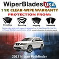 thumbnail image 2 of 2017 Nissan Pathfinder Beam Wiper Blades Wipers w/1yr Warranty (Set of 3) w/Rear Wiper (WiperBladesUSA), 2 of 5