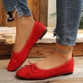 thumbnail image 4 of Abomasnow Womens Flock Bow Decor Square Toe Slip‑On Ballet Flat Shoes Casual Lightweight Going Out Shoes, 4 of 9