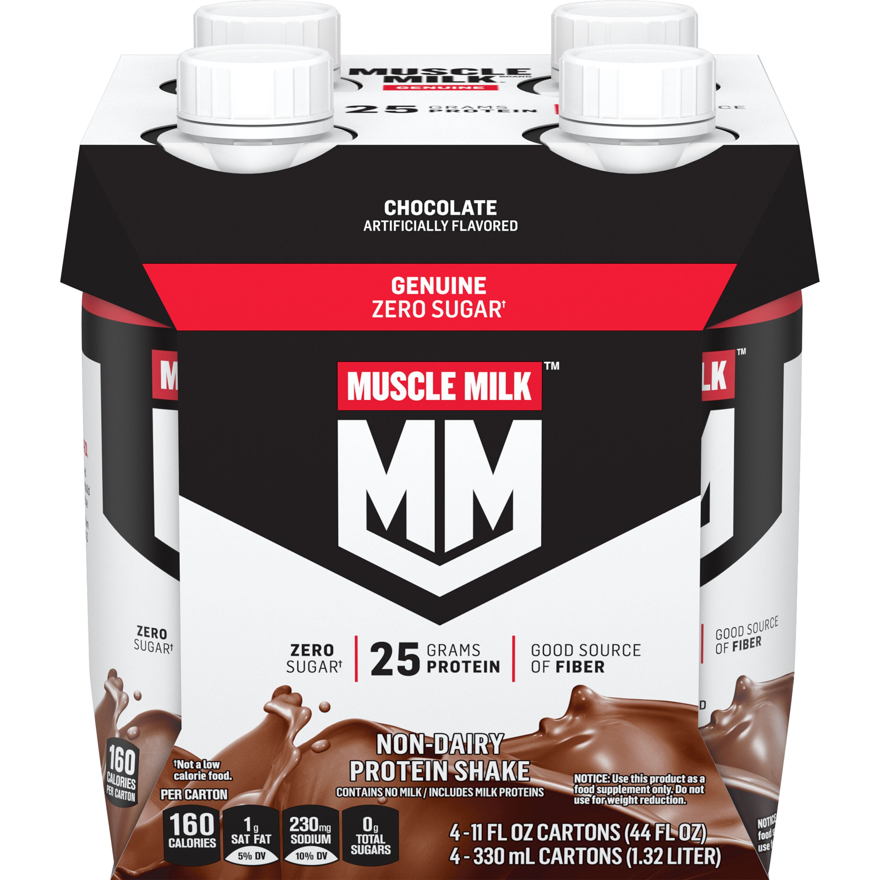 Muscle Milk Genuine Protein Shake, Chocolate, 11 fl oz Carton, 4 Pack