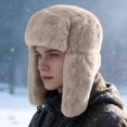 thumbnail image 4 of yocbz Winter Ushanka Russian Trapper Hats with Ear Flaps, Warm Full Hood Earflap Hat for Men and Women Windproof Fluffy Hats, C, 4 of 9