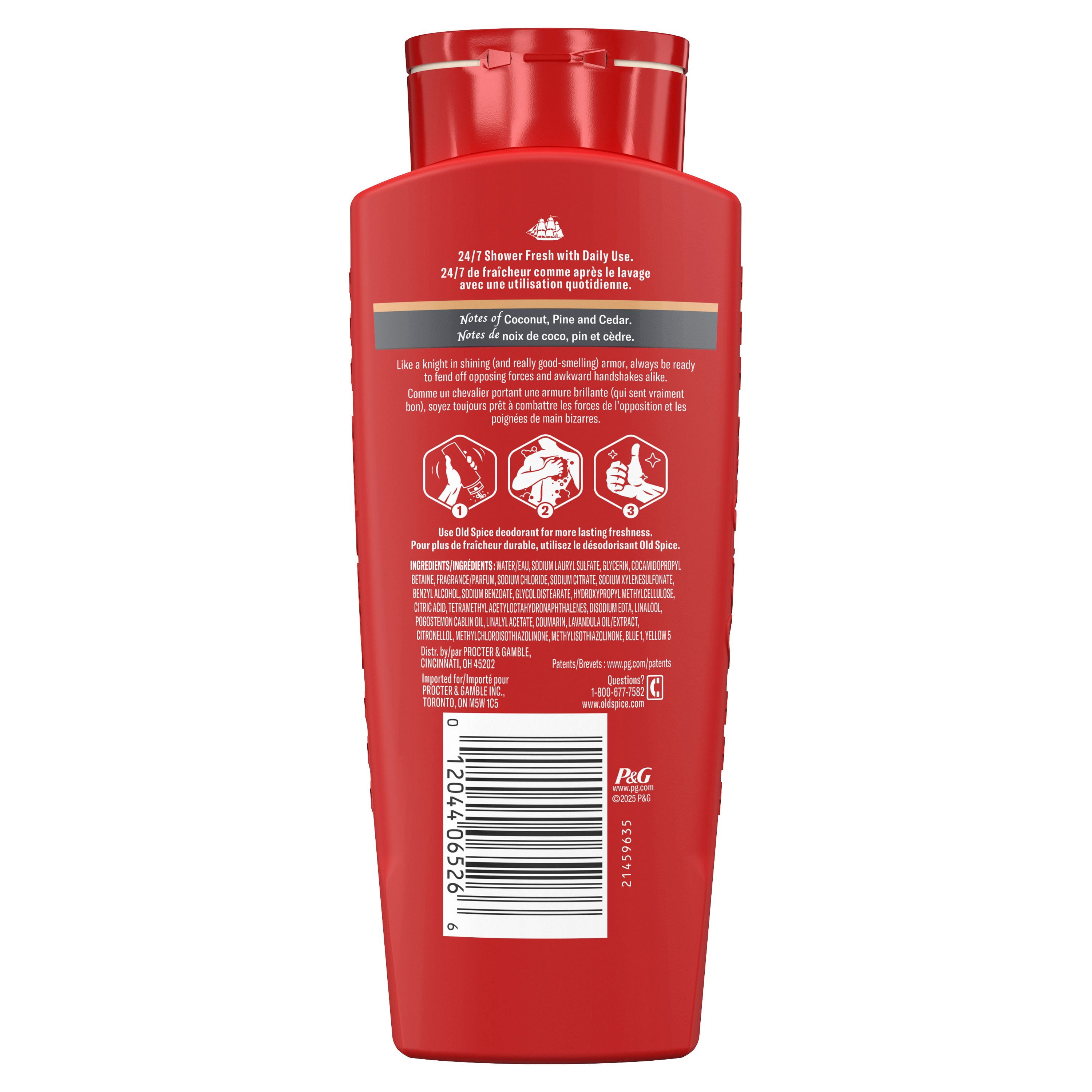 Old Spice Red Collection Body Wash for Men, Legacy Scent, Refreshing Clean, Moisturizing Formula, Long-Lasting Fragrance, 709ml