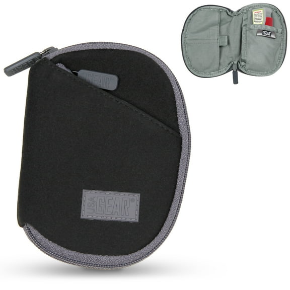 USA Gear Asthma Inhaler Case w/ Belt Loop, Interior Pockets, Flexible Neoprene, For All Ages, Black