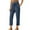 Dark Blue, variant on Karight Women's Linen Crop Pants Capris with Pockets Beige