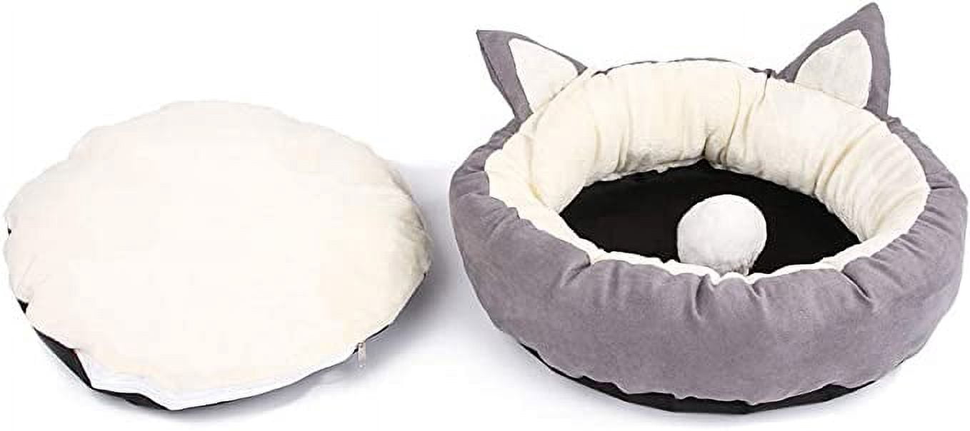 Pet Bed, Cat Round Washable Removable Cotton Warm Sleeping Bed Cushion for Cat Kitten (XL, Grey)