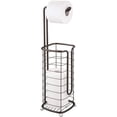 thumbnail image 1 of Support et Distributeur de Papier Toilette en Métal Autoportant, avec Rangement pour 3 Rouleaux de Papier Toilette de Rechange Tout en Distribuant 1 Rouleau pour Salles de Bains/salles à Poudres - Contient des Méga Rouleaux - Satin, 1 of 6