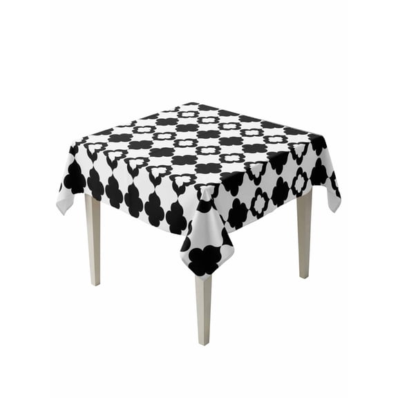 Bohemia Table Cloth, Waterproof Tablecloth for Square Tables, Retro Abstract Geometric Pattern Boho Black Reusable Washable Fabric Table Cover for Restaurant Kitchen Dining Tables 54"x54"