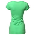 thumbnail image 2 of FashionOutfit Women's Solid Basic Cap Sleeves Scoop Neck Tee, 2 of 4