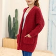 thumbnail image 3 of Xdegoge Girls Fuzzy Open Front Cardigan Cozy Long Sleeve Knit Sweater for Kids Fashion Tunic Fleece Cardigans with Pockets, 3 of 7