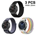 thumbnail image 1 of Paquete de 3 correas de nailon de repuesto para reloj con gancho transpirable, compatibles con Samsung Watch, elásticas deportivas trenzadas ajustables, 1 of 8