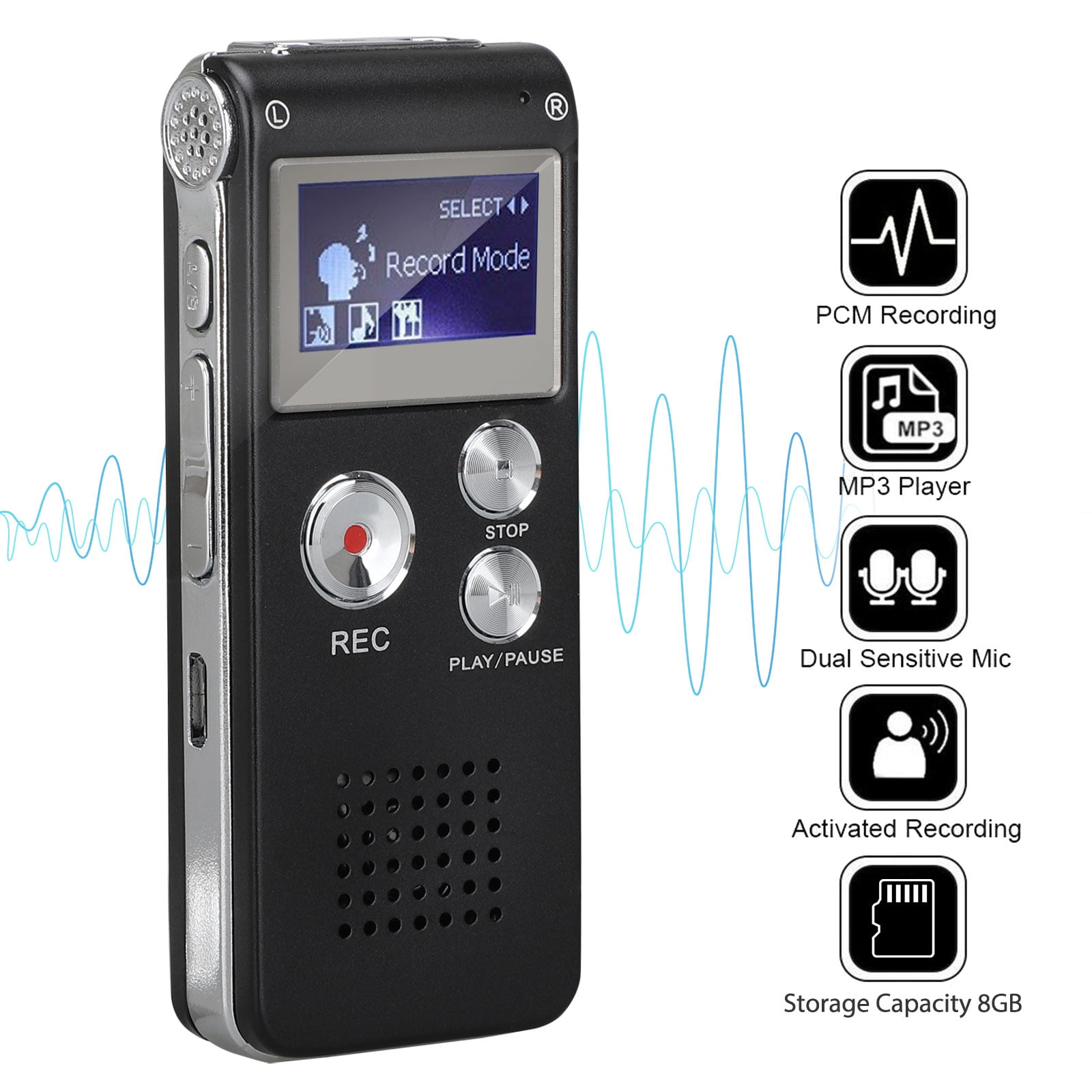 Mini Digital Voice Recorder Dictaphone Audio Sound Recorder Small MP3 Lecture 