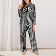 thumbnail image 2 of Balery Optical Zebra Illusion Conjunto de Pijama con Estampado para Mujer, Conjunto de Dos Piezas con Manga Larga, Ropa de Dormir Suave con Bolsillos, Pijamas Cómodos-XX-Large, 2 of 7